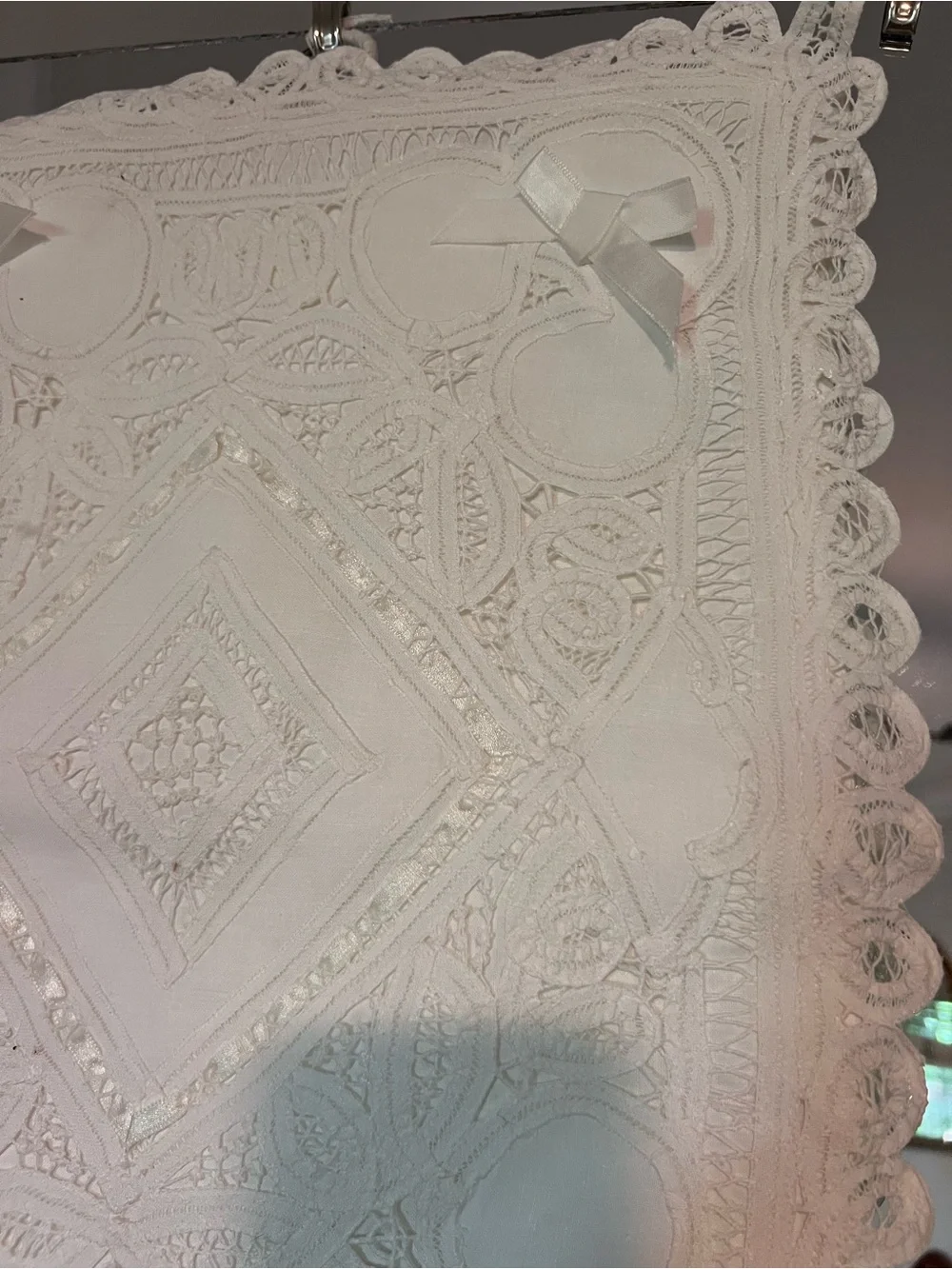 Handmade White Embroidered Lace Lingerie bag new w/tag!